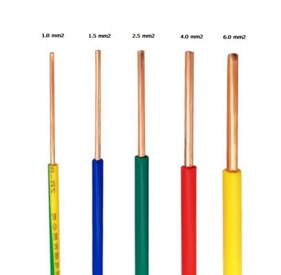 Fil électrique isolé par PVC 1.5mm de la BV 4mm 6mm 2,5 millimètres de câble solide de noyau